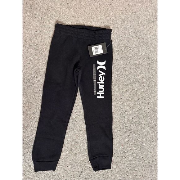 NWT Hurley Boys Black Sweatpants Joggers size 7 - Picture 1 of 4